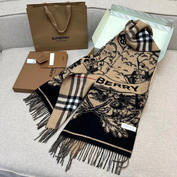 Burberry scarf equestrian badge double-sided shawl - Picture 1 of 9